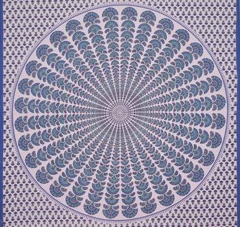 Blue Printed Cotton Bed Sheet With Covers 5
