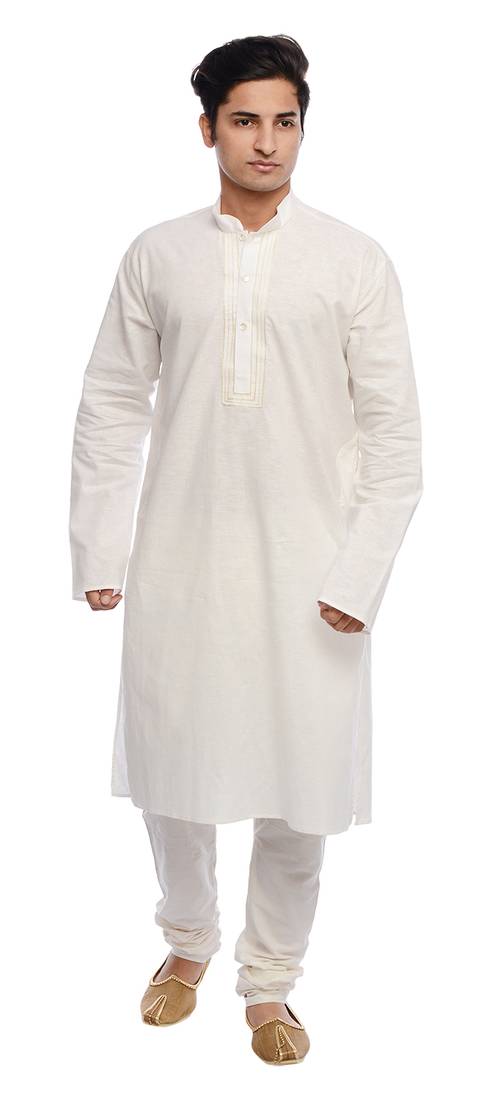 white plain cotton kurta pajama LIBAS RIYAZ GANGJI 1461199