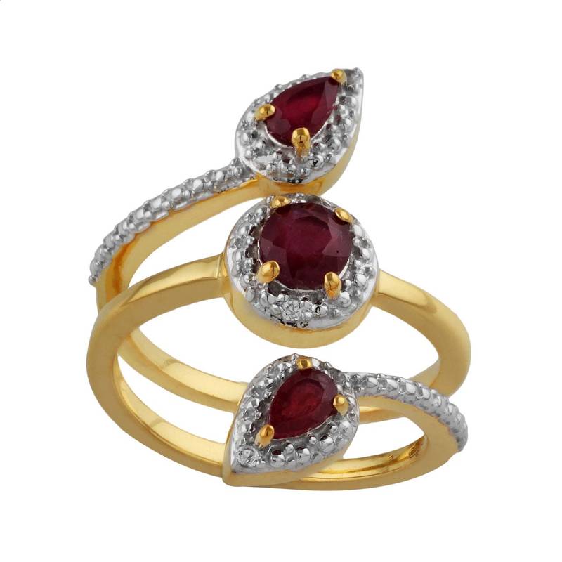 Precious Sterling Silver Ruby & Topaz Ring by Allure jewellery
