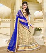 beige embroidered net ghagra choli