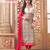 Cream cotton embroidered semi stitched salwar with dupatta