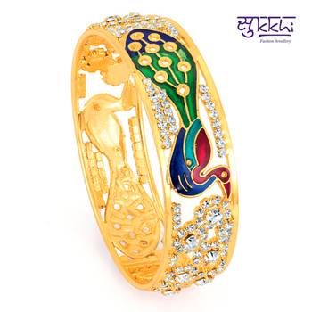 Diwali Dicount Offers Sukkhi Meenakari gold plated Peacock AD Kada 1