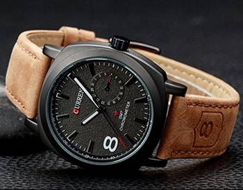 New Fashion Casual Brown color Leather Strap stylist Quartz Watch Wristwatch 1