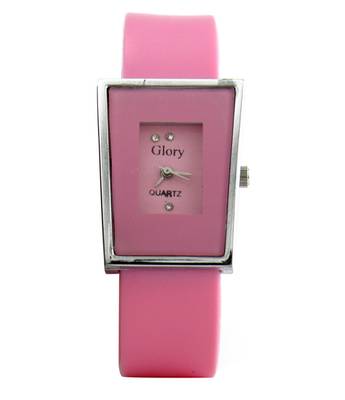 New Fashion Casual pink color stylist Rubber strap Women's wear Quartz Wristwatch 1