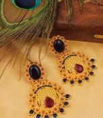 Gorgeous Matte Finish Blue Red Party Wear Errrings