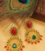 Gorgeous Matte Finish Red Green Party Wear Errrings