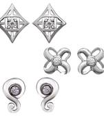 Combo of three Stud Earrings with Crystal Stones