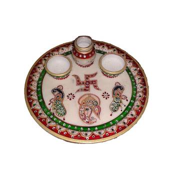 eCraftIndia Lord Ganesha Pooja Thali with Peacock 1