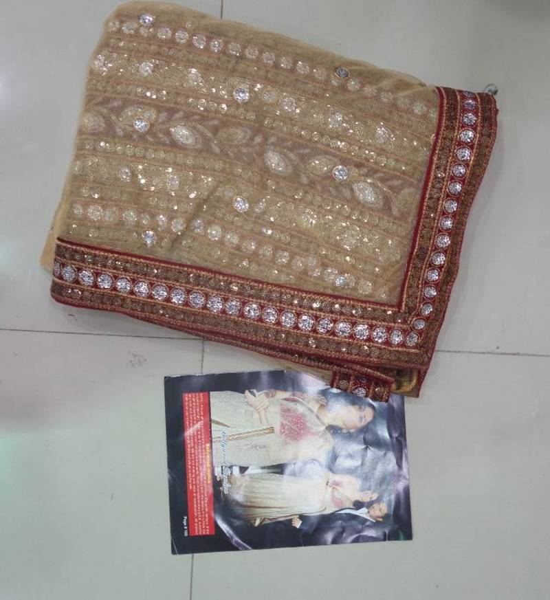 Genelia Dsouza Net Sequins work off white Bollywood style saree