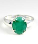 5.25 Ratti 4.8 Carat Natural Emerald Panna Sterling Silver Ring For Women