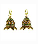 Traditional Kundan Meenakari Jhumki Earrings