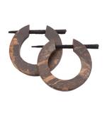 Pair Of  Flat Wooden Darkest Brown Bali/Hoop Earring For Men