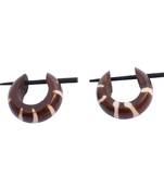 Pair Of Coffee Brown  Wooden Tribal Print  Bali/Hoop Earring For Men