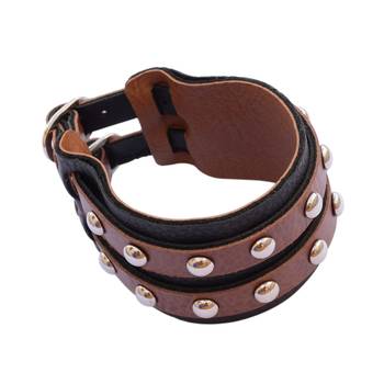 Broad Curious Black Brown Buckle Bracelet/Wrist Band For Men 1