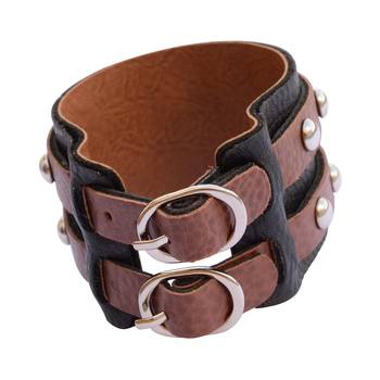 Broad Curious Black Brown Buckle Bracelet/Wrist Band For Men 2