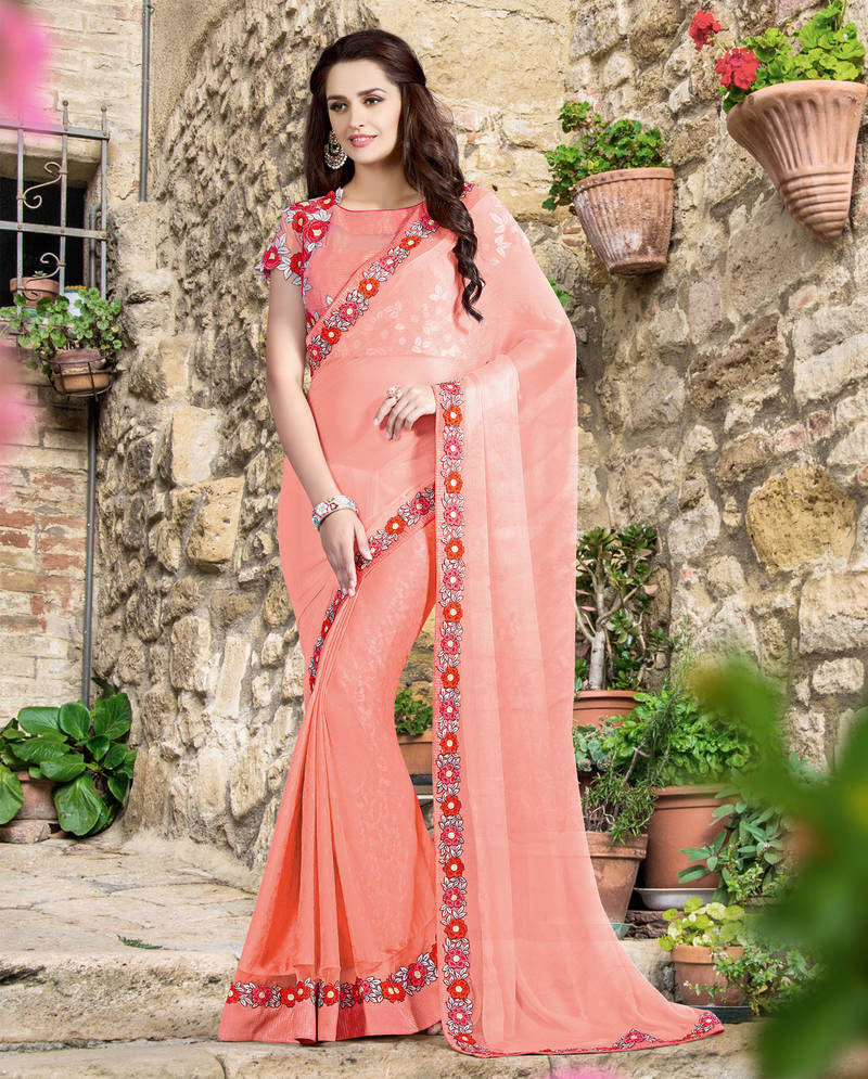 coral chiffon blouse