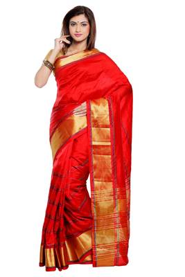 Red woven art silk saree With Blouse 1