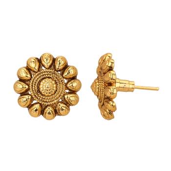 Gold Plated Royal Golden Beads Studded Beautiful Ethnic Necklace Set For Womens 2