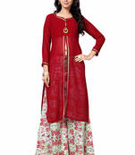 Styles Closet Red printed georgette semi stitched kurti