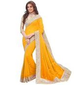 Yellow plain chiffon saree with blouse