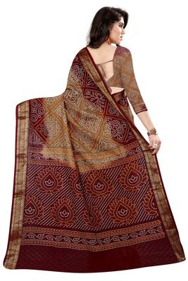 Bandhani Saree(Chiku hand woven jacquard saree With Blouse) 4