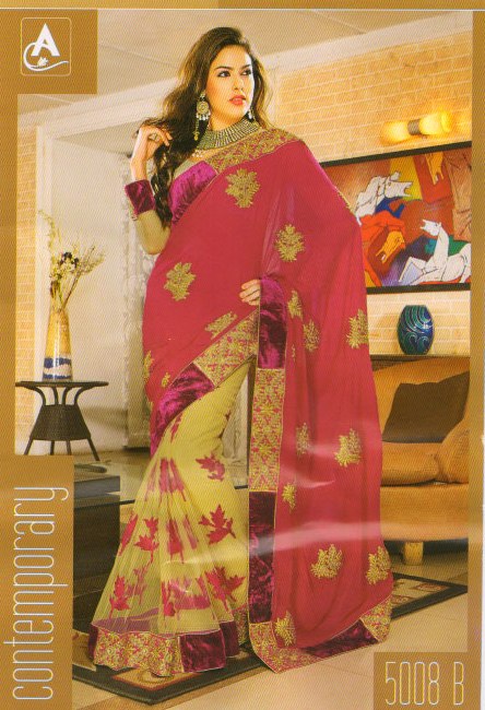 Half Net And Half Georgette Saree Arti-5008-B