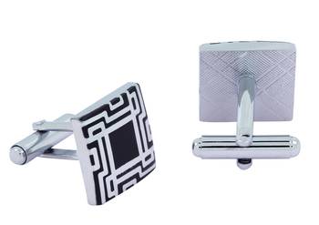 Glossy Rhodium Plated Square Black Cufflink Pair For Men 2
