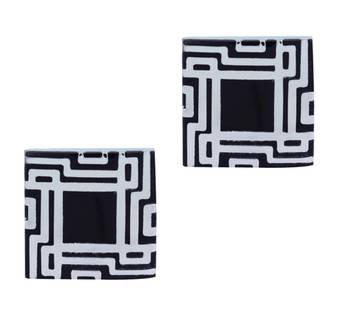 Glossy Rhodium Plated Square Black Cufflink Pair For Men 4