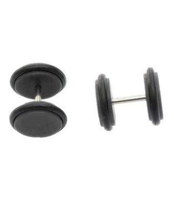 Biker Black Silicon Pair Pierced Stud Earring for Men 1