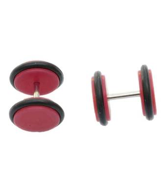 Biker Red Maroon Silicon Pair Pierced Stud Earring for Men 1