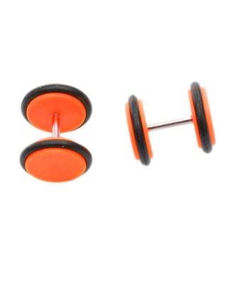 Biker Orange Silicon Pair Pierced Stud Earring for Men 1