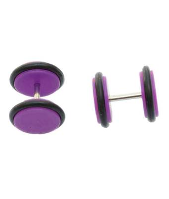 Biker Purple Silicon Pair Pierced Stud Earring for Men 1