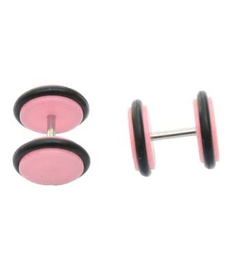 Biker Light Pink Silicon Pair Pierced Stud Earring for Men 1