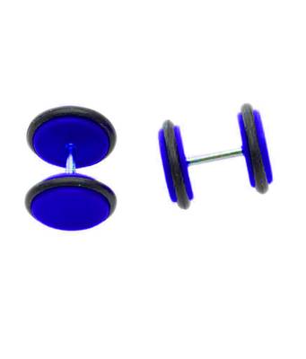 Biker Blue Silicon Pair Pierced Stud Earring for Men 1