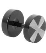 Barbell Dumbell Black Silver Round Stainless Steel Single Pierced Stud Earring for Men