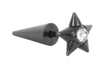 Star American Diamond Black Stainless Steel Pierced Stud Single Earring for Men 1