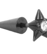Star American Diamond Black Stainless Steel Pierced Stud Single Earring for Men
