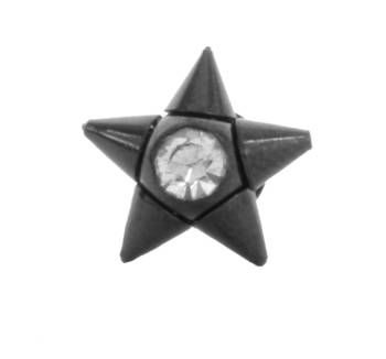 Star American Diamond Black Stainless Steel Pierced Stud Single Earring for Men 2