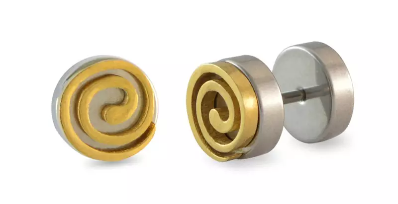 Biker Peace Multicolor Stainless Steel Rhodium Pierced Stud Pair Earring for Men