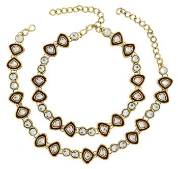 Antique Traditional Kundan Red Look Payal Anklet Pair 26Cm For Women 1