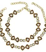 Antique Traditional Kundan Red Look Payal Anklet Pair 26Cm For Women