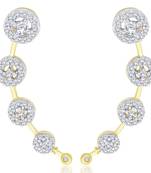 American Diamond Gold Plated Round Cluster Ear Cuff Pair