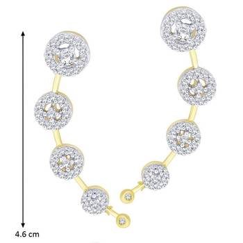 American Diamond Gold Plated Round Cluster Ear Cuff Pair 2