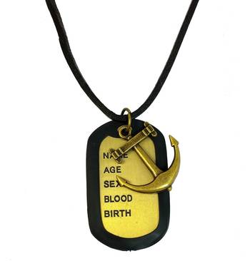 Hip Hop Anchor Bronze Vintage Antique Finish Dog Tag Pendant Leather Chain 1