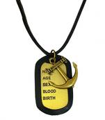 Hip Hop Anchor Bronze Vintage Antique Finish Dog Tag Pendant Leather Chain