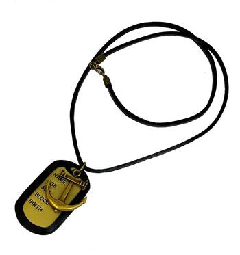 Hip Hop Anchor Bronze Vintage Antique Finish Dog Tag Pendant Leather Chain 2