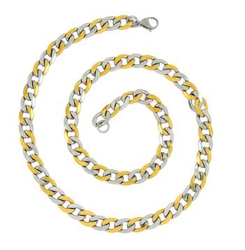 Two Tone Curb Rhodium Gold Plated 24" Chain For Men 1