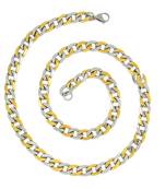 Two Tone Curb Rhodium Gold Plated 24" Chain For Men