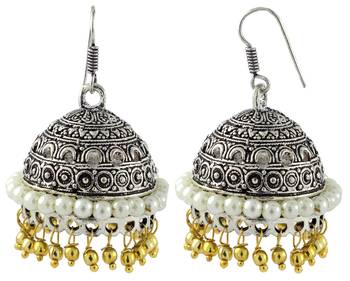 Antique Oxidized German Silver Gold Plated Jhumki Earring For Women 2