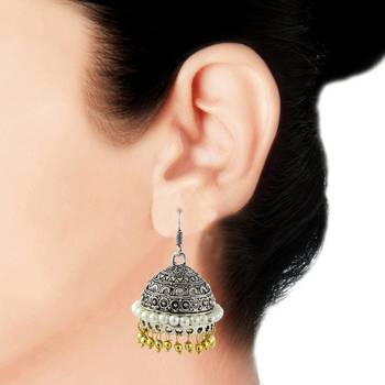Antique Oxidized German Silver Gold Plated Jhumki Earring For Women 4